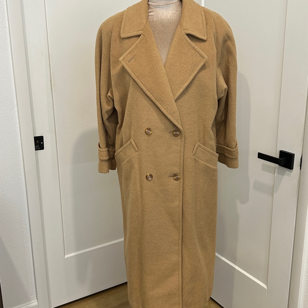 Vintage 1980s Albert Nipon ๐ฏ% Camel Hair Coat |Size 14P - Picture 3 of 16